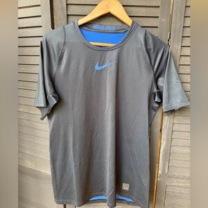Nike Black Short Sleeve Performance Tee with Blue Swoosh